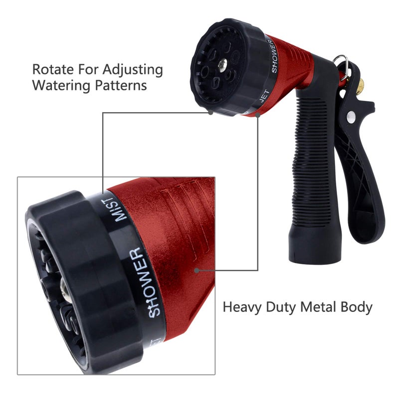 GREEN MOUNT Water Hose Nozzle Spray Nozzle, Metal Garden Hose Nozzle with Adjustable Spray Patterns, Perfect for Watering Plants, Washing Cars and Showering Dogs & Pets - Image 3